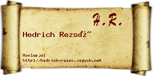 Hedrich Rezső névjegykártya